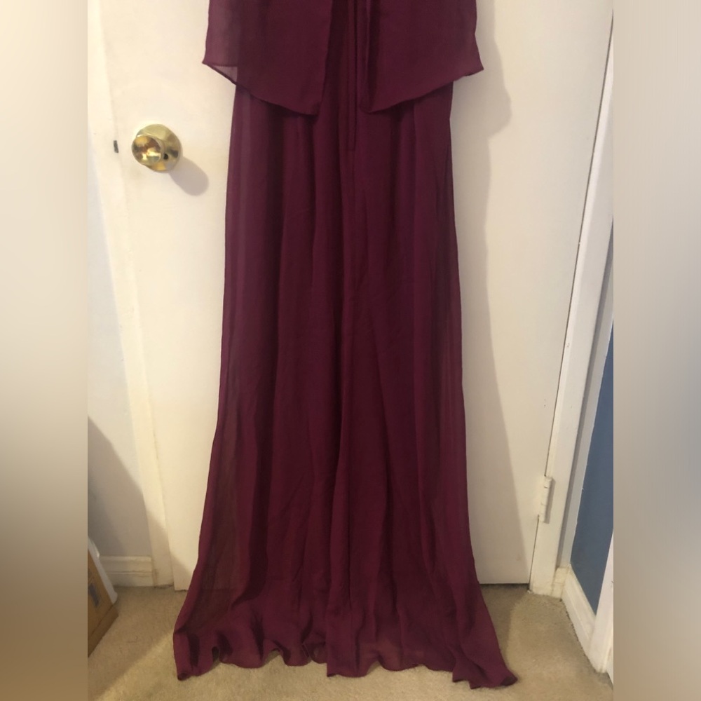 Sleeveless Wine sangria halter flowy prom evening formal long dress size 8 - Picture 7 of 9